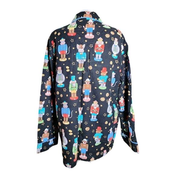 Nick & Nora Nutcracker Christmas Themed Long Sleeve Flannel Pajama Top Size L - Picture 3 of 8